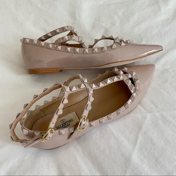 SOLD - Valentino Nude Patent Leather Rockstud Caged Ballet Flat - Picture 3 of 15